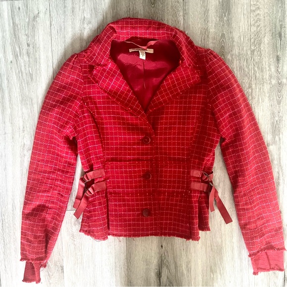 Free People Jackets & Blazers - Free People Red Plaid Blazer